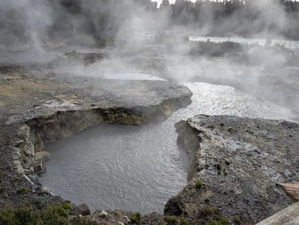 Free boiling water pools and steam vents in Furnas town, São Miguel, Azores