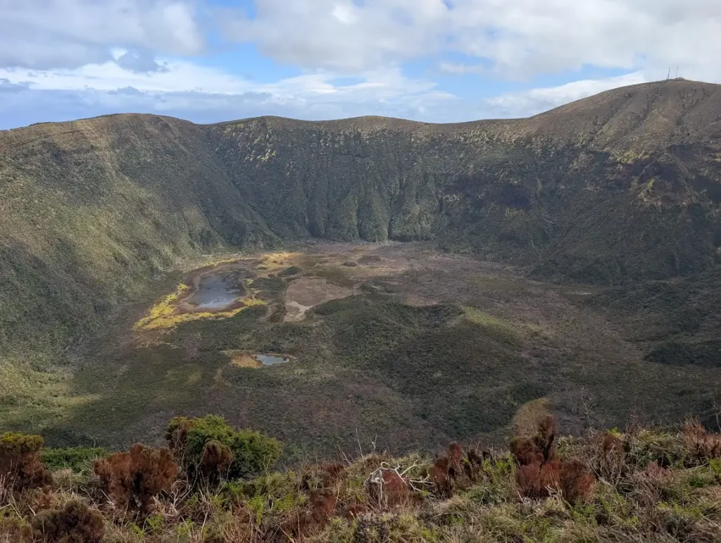 Interior of Caldeira do Cabeço Gordo volcanic crater, Faial island, Azores