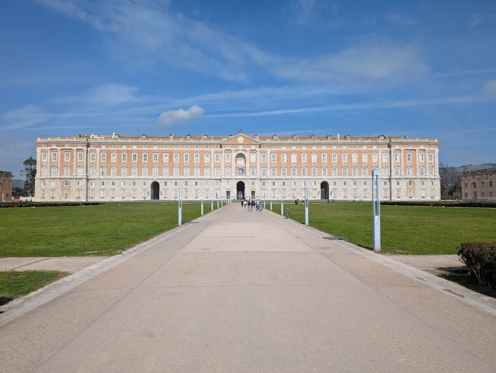 Facade of the Royal Palace of Caserta viewed from the gardens, Campania, Italy