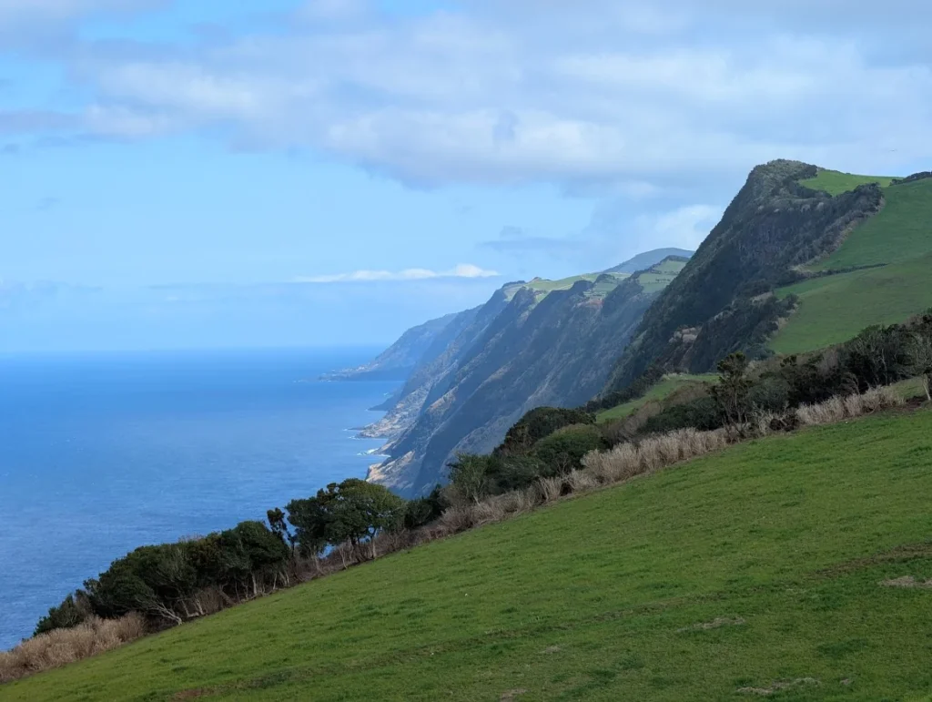 Green cliffs of the north coast of São Jorge island, Azores