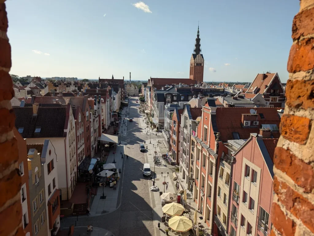 View over Elbląg old town from Brama Targowa gate tower, Poland