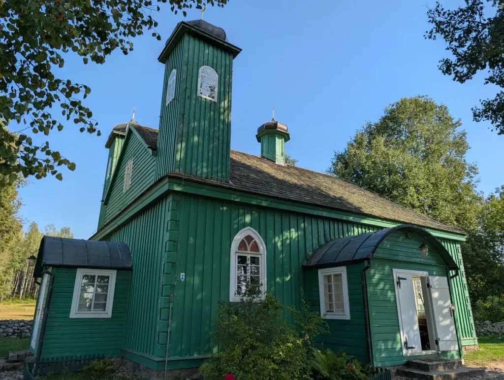 Green wooden mosque in Kruszyniany, Poland, built by Polish Tatars