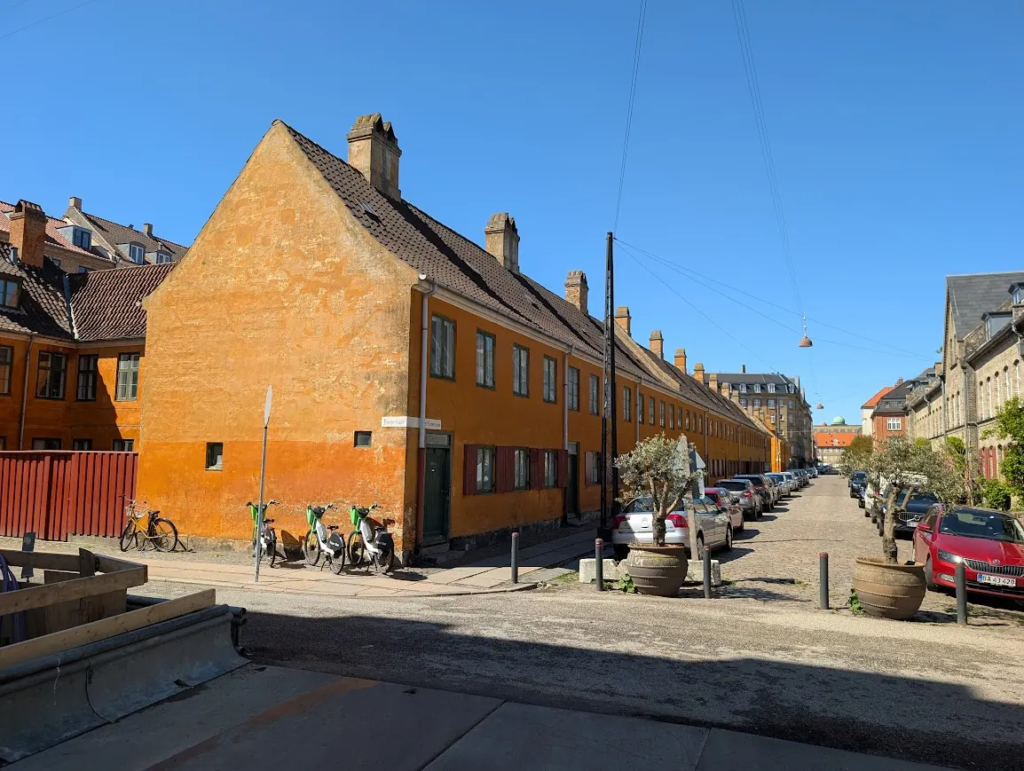 Nyboder district in Copenhagen – rows of yellow historic houses, former lodging for the royal navy
