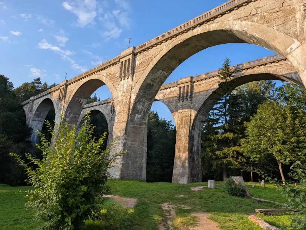 Stone arched railway viaducts at Stańczyki in northeastern Poland, built during the German East Prussia period