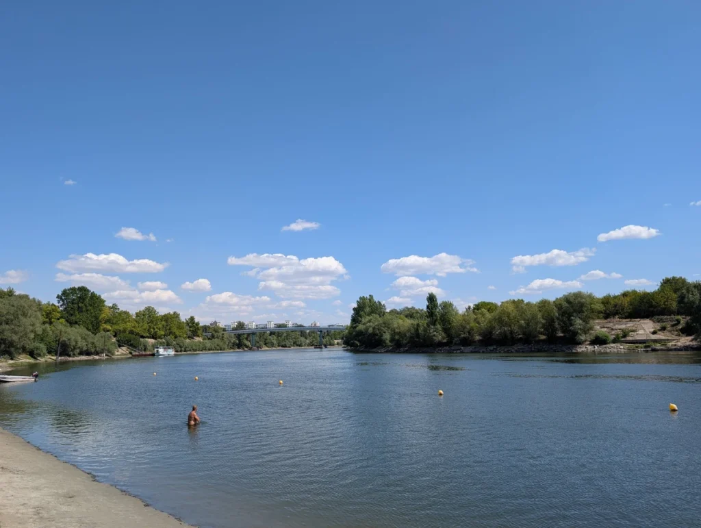 Locals swimming in the Dniester river in Tiraspol, Transnistria Moldova