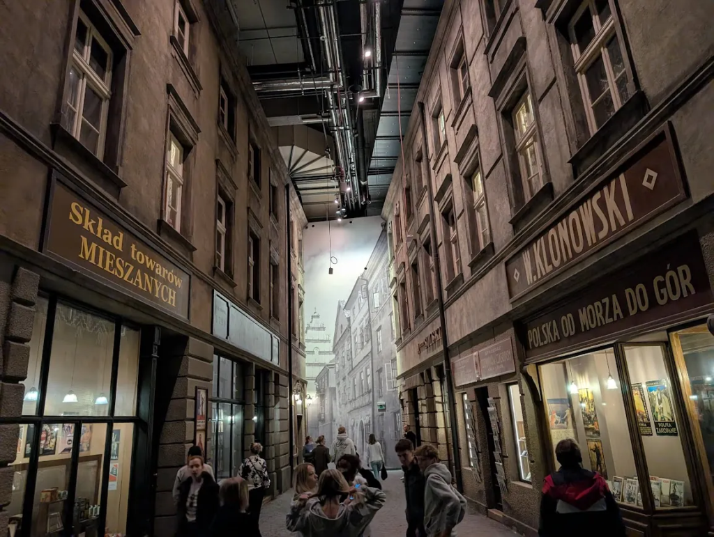 Reconstructed prewar Polish street inside the WW2 Museum in Gdańsk