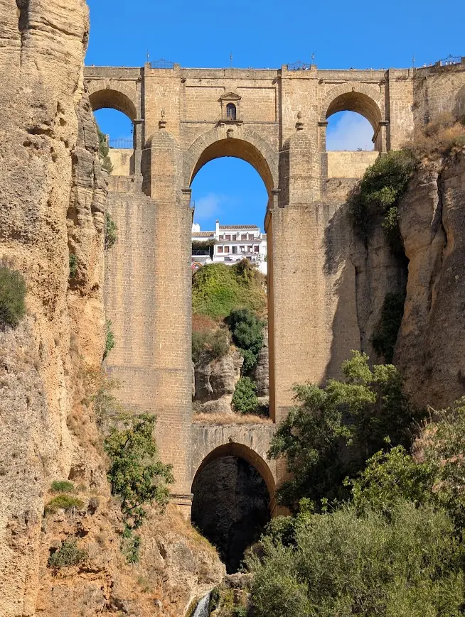 Puente Nuevo bridge in Ronda viewed from below the ravine