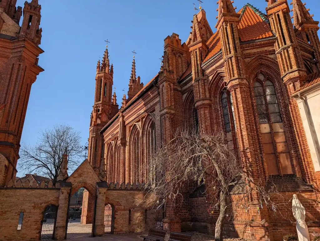 Gothic red brick facade of St. Anne's Church in Vilnius old town, Lithuania